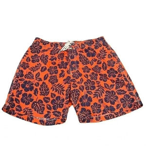 Trunks Surf & Swim Co Orange Hibiscus Swim Trunks Shorts Mesh Lining Men’s XL